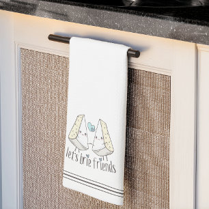 Let's Brie Friends Cute Funny Cheese Pun Tea Towel