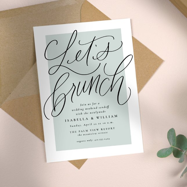 Let's brunch sage green after wedding handlettered invitation (Creator Uploaded)
