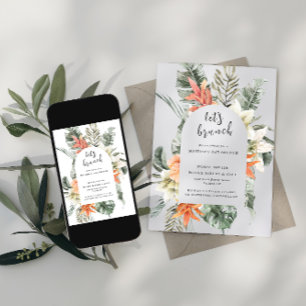 Let's Brunch Tropical Floral Mothers Day Brunch Invitation