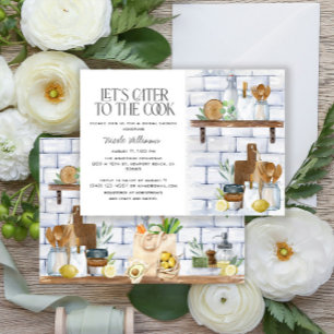 Let's Cater to the Cook Watercolor Bridal Shower Invitation