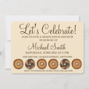 Let's Celebrate Bagel Graduation Party Brunch Invitation