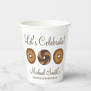 Let's Celebrate Bagel Graduation Party Brunch Paper Cups