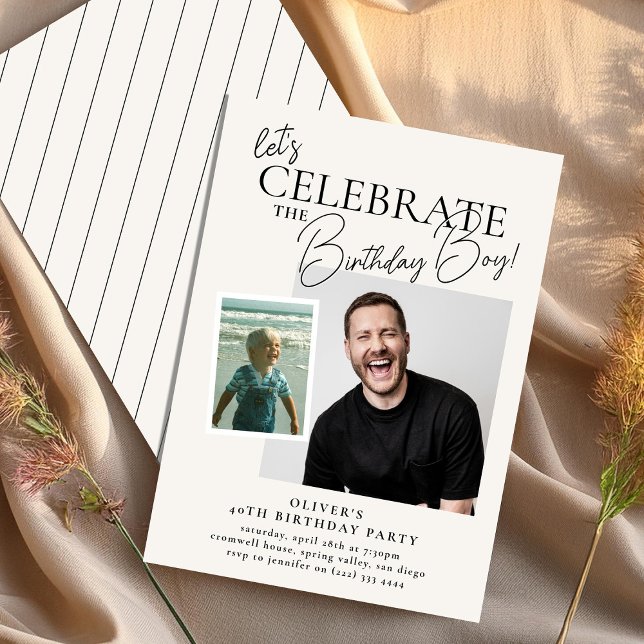Let's Celebrate' Before & Now Adult Birthday Invitation (Creator Uploaded)