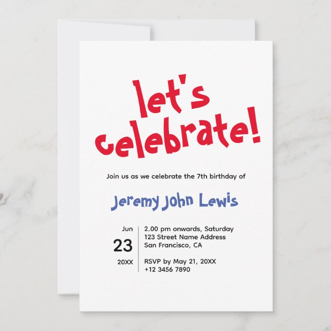 Let's Celebrate Birthday Invitation (Front)