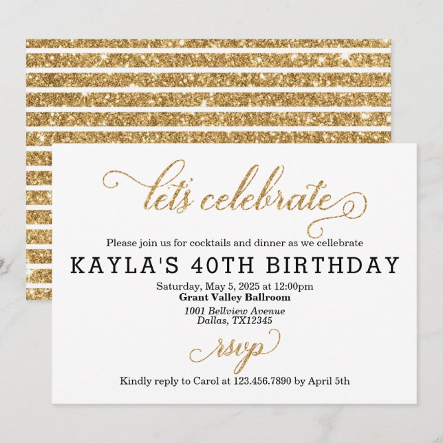 Lets Celebrate Birthday Party Invitation (Front/Back)