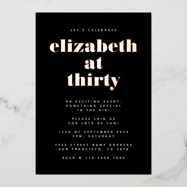 Let's Celebrate Black and Pink Birthday Party (Front)