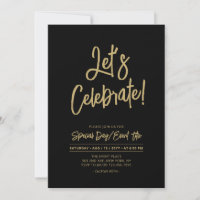 Let's Celebrate | Black Chic Script Cacktail Party