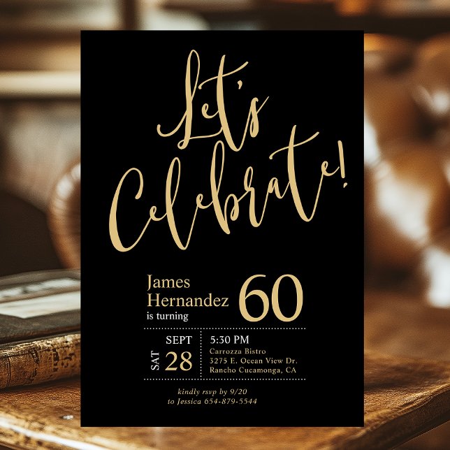 Let's Celebrate Black Gold Photo 60th Birthday   Invitation (Creator Uploaded)