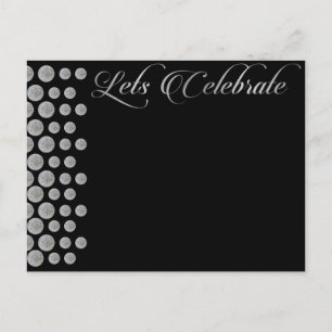 lets celebrate blank black and silver invitation