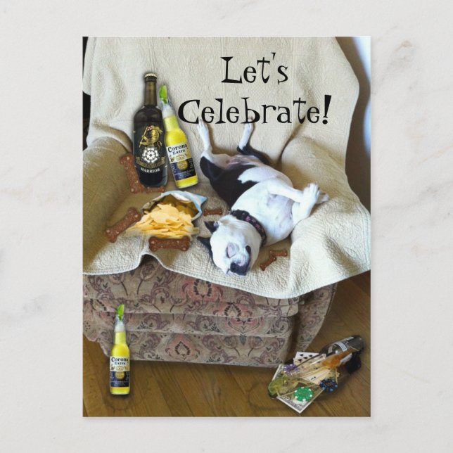 Let's Celebrate Boston Terrier Party Invitation (Front)