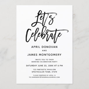 Let's Celebrate Brush Typography Wedding Invitation