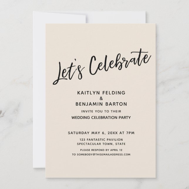 Let's Celebrate Casual, Cream Reception-Only Invitation (Front)