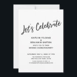 Let's Celebrate Casual, Modern Reception-Only Invitation<br><div class="desc">Invite your guests to your wedding celebration with the help of these minimal, sophisticated black on white invitation cards. In the design I've used a casual, modern, handwritten font to create a graphic typography overlay reading "Let's Celebrate". Fill in the template blanks with your details to personalise the design. All...</div>
