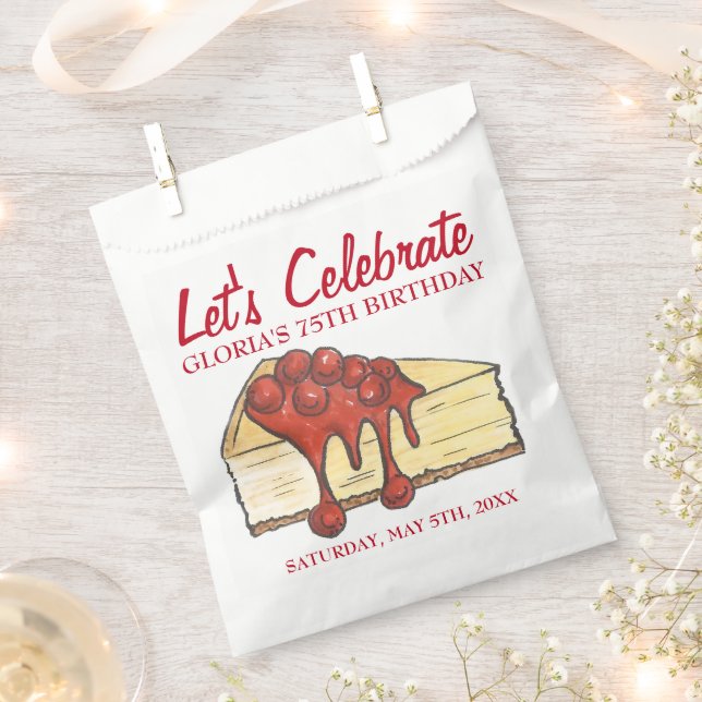 Let's Celebrate Cherry Cheesecake Dessert Birthday Favour Bags (Clipped)