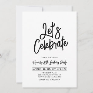 Let's Celebrate Chic Script 60th Birthday Party Invitation
