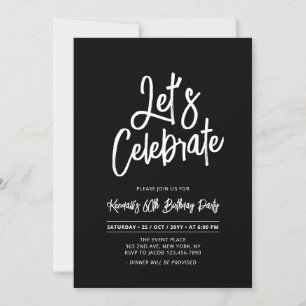 Let's Celebrate   Chic Script 60th Birthday Party Invitation