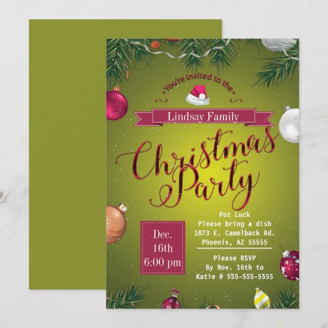 Let's Celebrate Christmas Party Invitation (Front/Back)