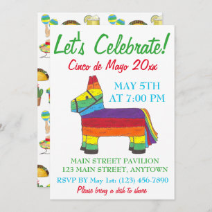 Let's Celebrate Cinco de Mayo Fiesta Taco Piñata Invitation
