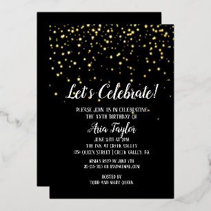 Let's Celebrate Confetti on Black Birthday Gold