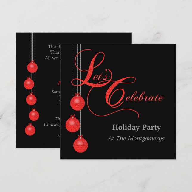 Let's Celebrate Custom Christmas Party Invitation (Front/Back)
