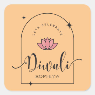Lets celebrate Diwali elegant customisable  Square Sticker