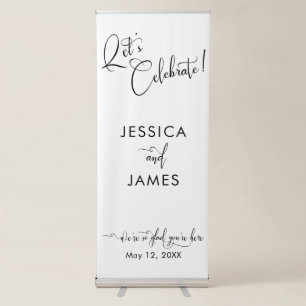 Let's Celebrate! Elaborate Calligraphy Wedding Retractable Banner