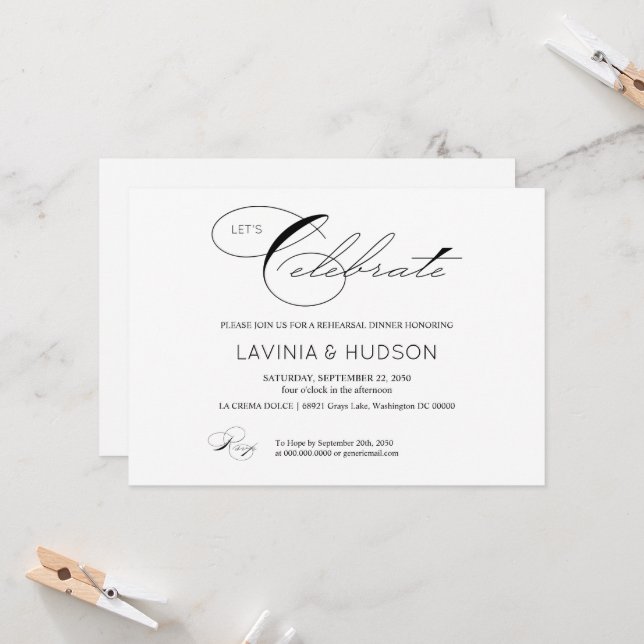 Lets Celebrate Elegant Calligraphy Invitation (Front/Back In Situ)