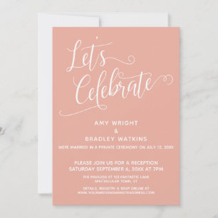 Let's Celebrate Elegant Coral Pink Reception-Only Invitation