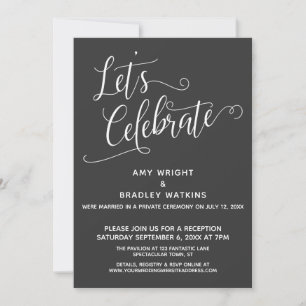 Let's Celebrate Elegant Dark Grey Reception-Only Invitation
