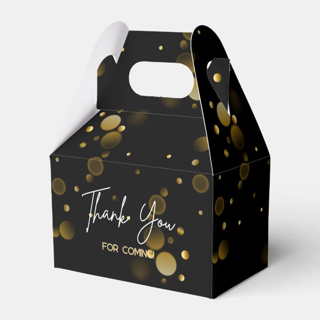 Let's Celebrate Gold Bokeh Gradient Black Birthday Favour Box (Front Side)