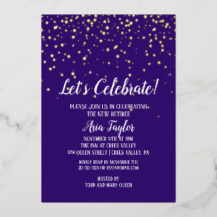 Let's Celebrate Gold Confetti on Purple Party Gold
