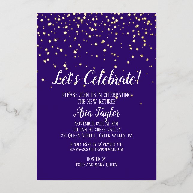 Let's Celebrate Gold Confetti on Purple Party Gold (Front)