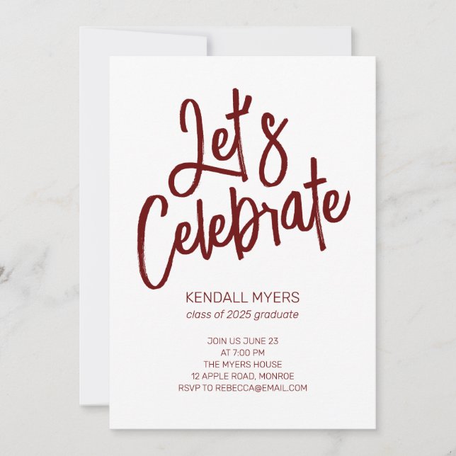 Let's Celebrate Grad Party with Photo Invitation (Front)