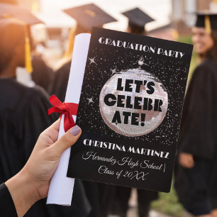 Let's Celebrate GRADUATION Disco Ball Party Invitation