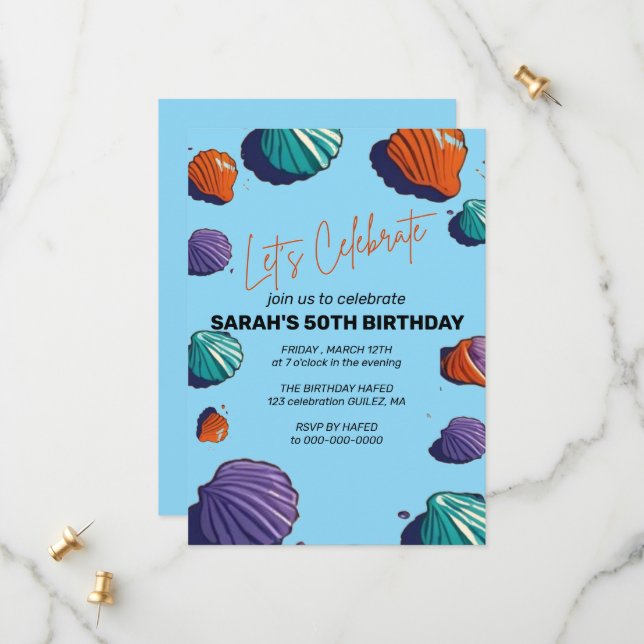 Let's Celebrate Invitation Template, Editable Surp (Front/Back In Situ)