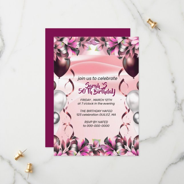 Let's Celebrate Invitation Template, Editable Surp (Front/Back In Situ)