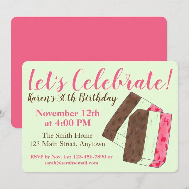 Let's Celebrate Italian Food Spumoni Ice Cream Invitation (Front/Back)