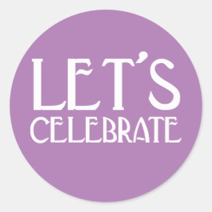 Let's Celebrate Lavender Art Deco Birthday Classic Round Sticker