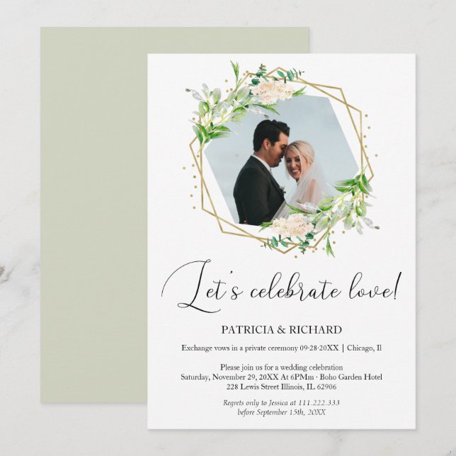 Let's Celebrate Love Eloped Wedding Reception Invitation (Front/Back)