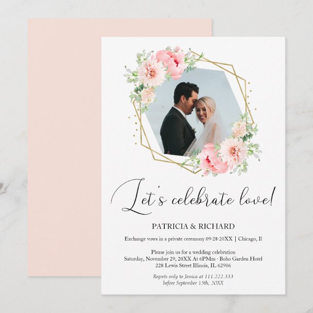 Let's Celebrate Love Eloped Wedding Reception Invitation (Front/Back)