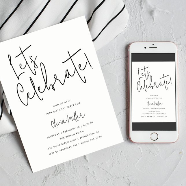 Let's Celebrate Minimalist Birthday Celebration Invitation (Creator Uploaded)