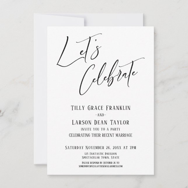 Let's Celebrate Modern Elegant Wedding Party Invitation (Front)