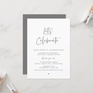 Lets celebrate, Navy Blue, Wedding Elopement Party Invitation