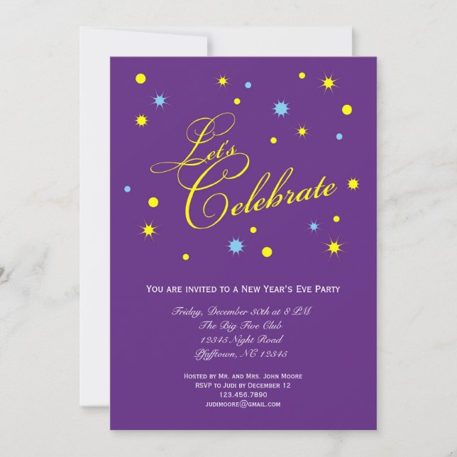 Let's Celebrate New Year's Eve Party Invitation (Front)