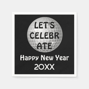 Let's Celebrate NYE Disco Ball Silver Napkin