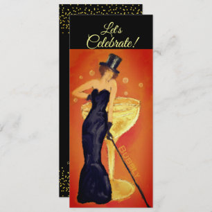 Let's Celebrate Painted Champagne Lady Invitation