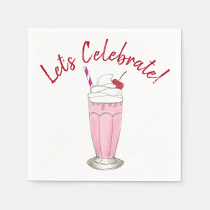 Let's Celebrate Party Birthday Ice Cream Milkshake Napkin