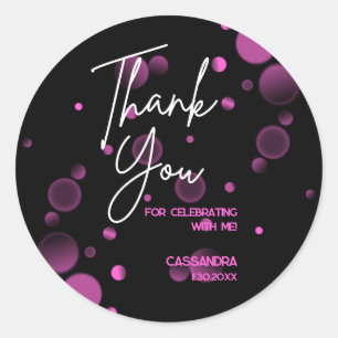 Let's Celebrate Pink Bokeh Gradient Black Birthday Classic Round Sticker