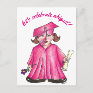 Let's Celebrate Pink Graduation Party Invitation Postcard