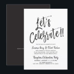 Let's Celebrate | Post Wedding Invitation<br><div class="desc">After the big day and the rings are exchanged invite your most honoured guests to a celebration. This invitation features the words "Let's Celebrate" in fancy script letters. Towards the side of this are a pair of wedding rings. Underneath this unique graphic is a space for your own words and...</div>